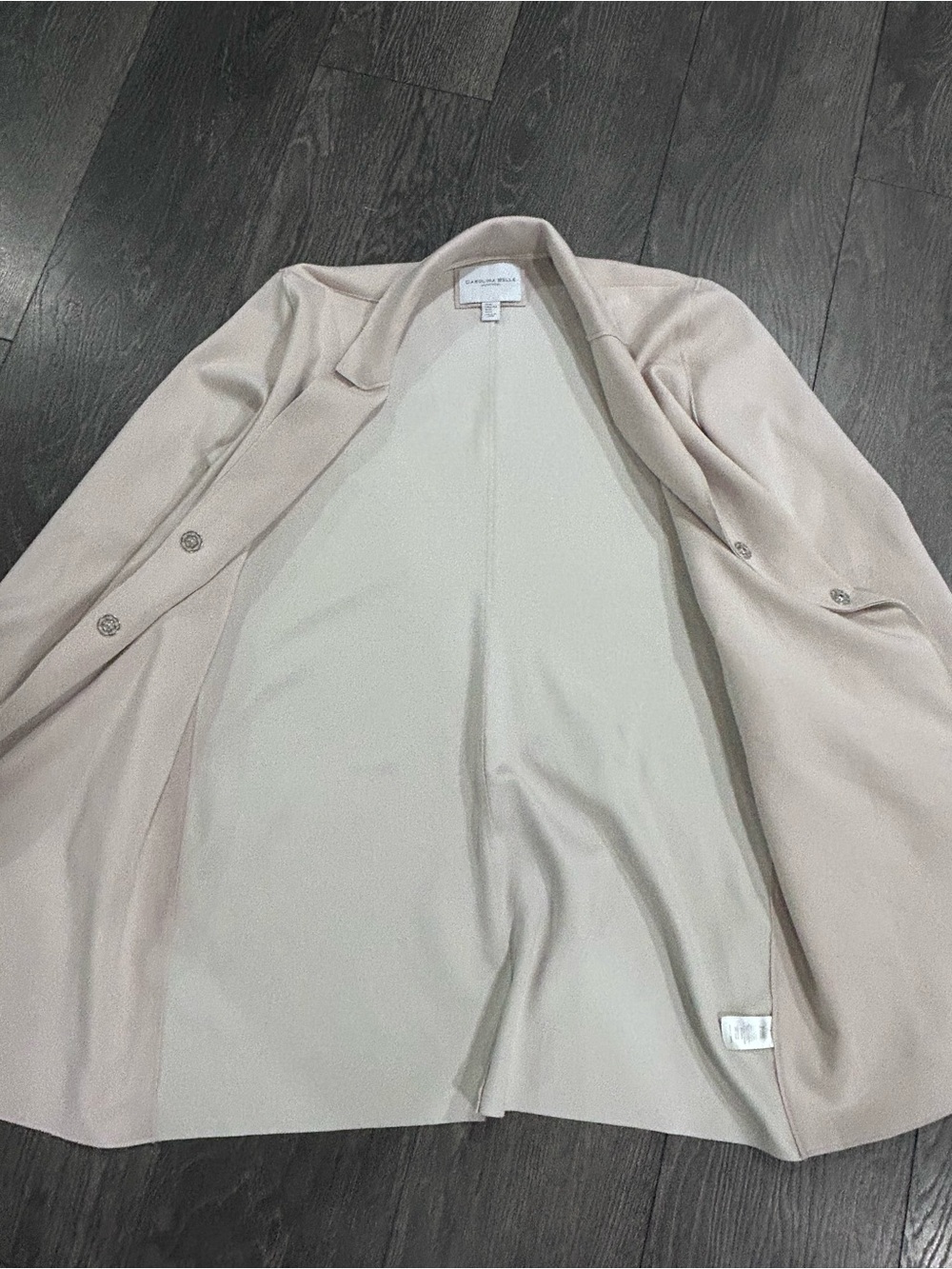 Carolina Belle Montreal Beige Off White Long Jacket Cardigan Over Coat Snap XL - Picture 6 of 7